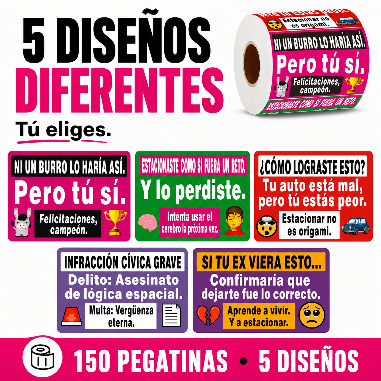 150 Pegatinas Divertidas para Malos Estacionamientos